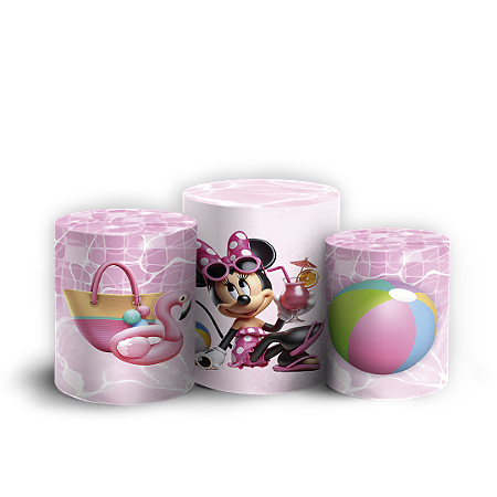 Capas Trio Cilindro Sublimado Vest Facil - Minnie Pool Party