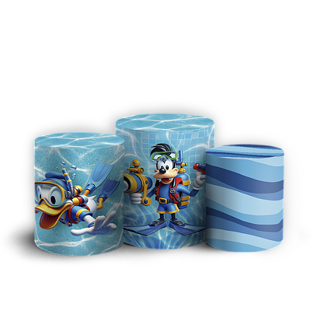Capas Trio Cilindro Sublimado Vest Facil - Mickey Pool Party