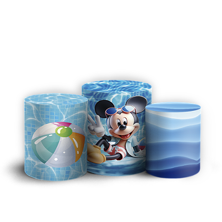 Capas Trio Cilindro Sublimado Vest Facil - Mickey Pool Party