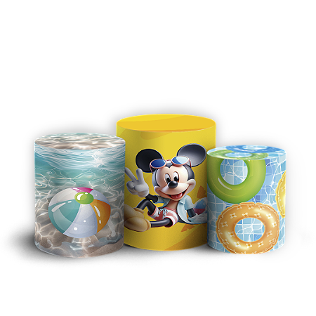 Capas Trio Cilindro Sublimado Vest Facil - Mickey Pool Party