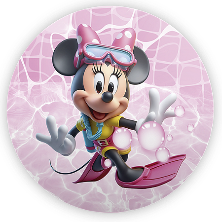 Painel Redondo - Minnie Pool Party - Sublimado 3D