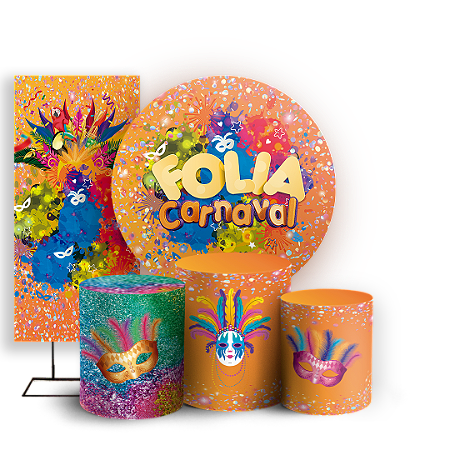 Capas Painel Redondo Trio Cilindro e Faixa Lateral Sublimado - Carnaval