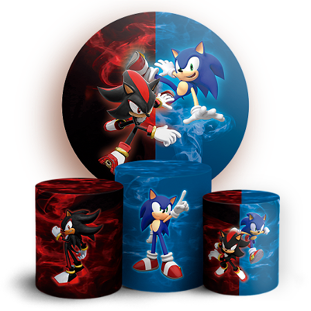 Capas Painel Redondo e Trio Cilindro Sublimado - Sonic Shadow