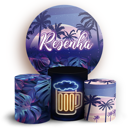 Capas Painel Redondo e Trio Cilindro Sublimado - Resenha Tropical