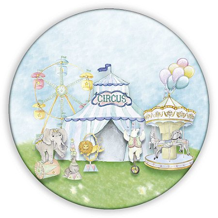 Mini Painel - Circo Aquarela Azul - Sublimado 3D