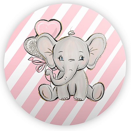 Mini Painel - Elefantinho Rosa - Sublimado 3D