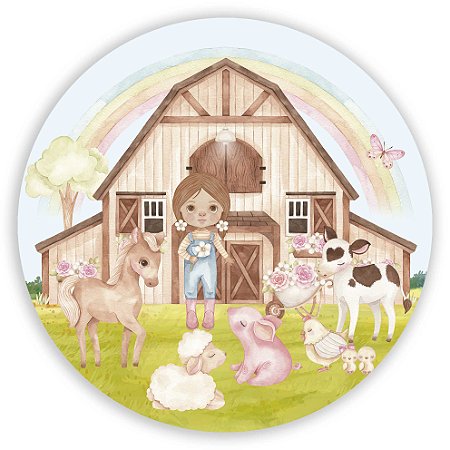 Capa Mini Painel Sublimado - Fazendinha Menina