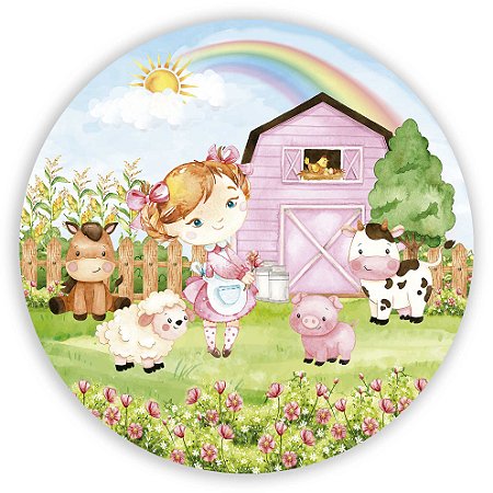 Capa Mini Painel Sublimado - Fazendinha Menina Rosa