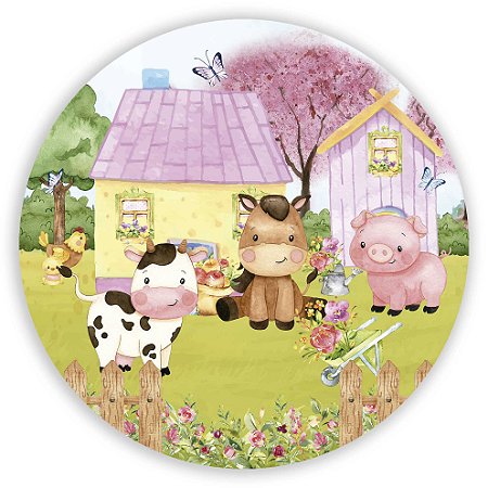 Capa Mini Painel Sublimado - Fazendinha Rosa