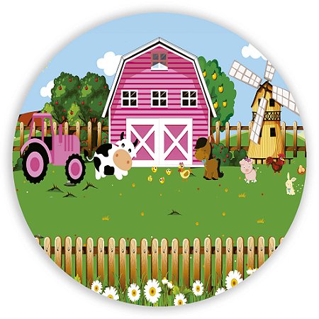 Capa Mini Painel Sublimado - Fazendinha Rosa