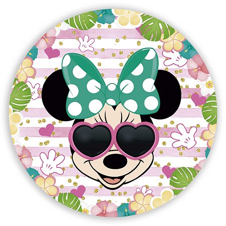 Mini Painel - Minnie Tropical Rosa - Sublimado 3D