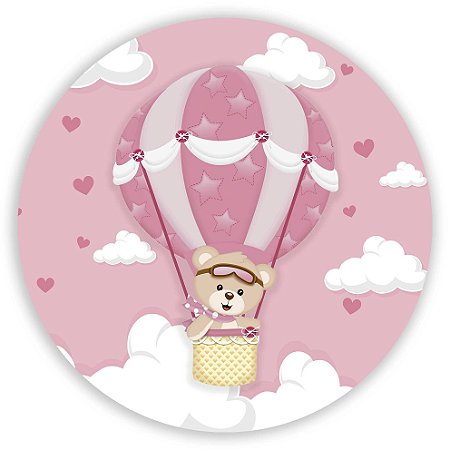 Capa Mini Painel Sublimado - Ursinha Baloeira Rosa
