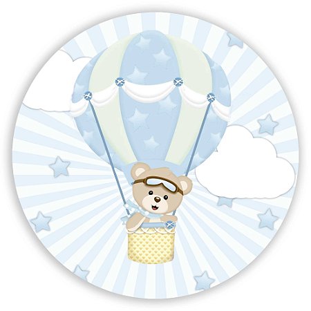 Capa Mini Painel Sublimado - Ursinho Balao Azul