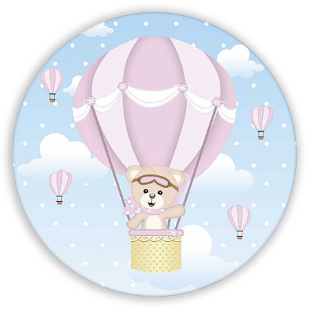 Capa Mini Painel Sublimado - Ursinho Balao Rosa