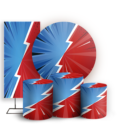 Capas Painel Redondo Trio Cilindro e Faixa Lateral Sublimado - Fundo Sonic Shadow