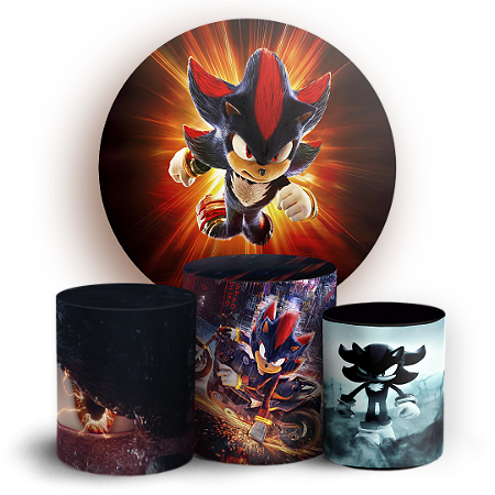 Capas Painel Redondo e Trio Cilindro Sublimado - Sonic Shadow