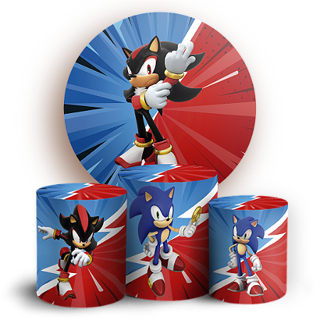 Capas Painel Redondo e Trio Cilindro Sublimado - Sonic Shadow