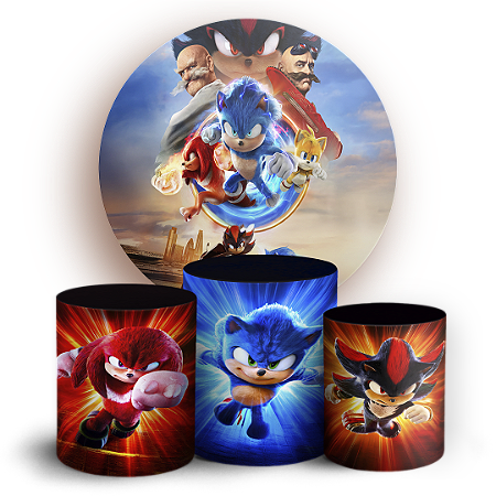 Capas Painel Redondo e Trio Cilindro Sublimado - Sonic Shadow