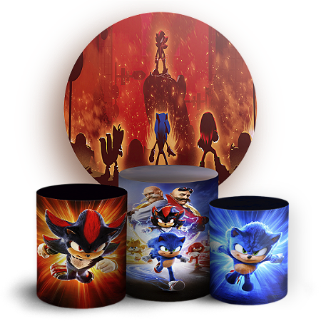 Capas Painel Redondo e Trio Cilindro Sublimado - Sonic Shadow