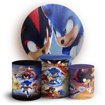 Capas Painel Redondo e Trio Cilindro Sublimado - Sonic Shadow