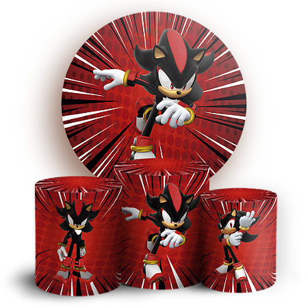 Capas Painel Redondo e Trio Cilindro Sublimado - Sonic Shadow