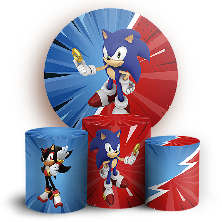 Capas Painel Redondo e Trio Cilindro Sublimado - Sonic Shadow