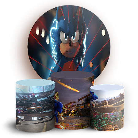 Capas Painel Redondo e Trio Cilindro Sublimado - Sonic