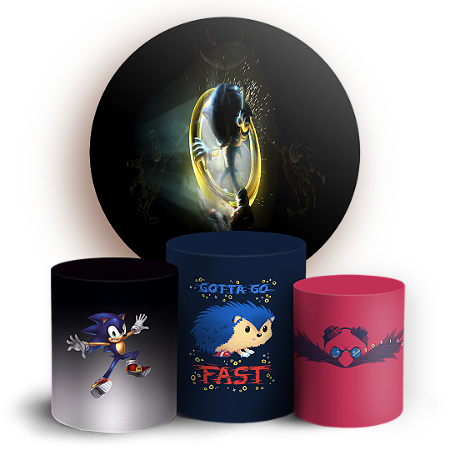Capas Painel Redondo e Trio Cilindro Sublimado - Sonic