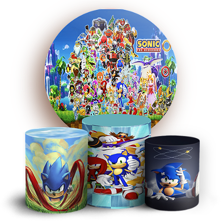 Capas Painel Redondo e Trio Cilindro Sublimado - Sonic