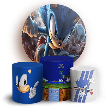 Capas Painel Redondo e Trio Cilindro Sublimado - Sonic