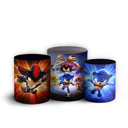 Capas Trio Cilindro Sublimado Vest Facil - Sonic Shadow