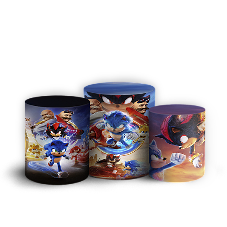 Capas Trio Cilindro Sublimado Vest Facil - Sonic Shadow