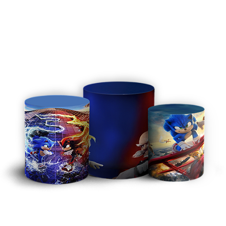 Capas Trio Cilindro Sublimado Vest Facil - Sonic