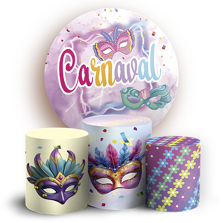 Capas Painel Redondo e Trio Cilindro Sublimado - Carnaval