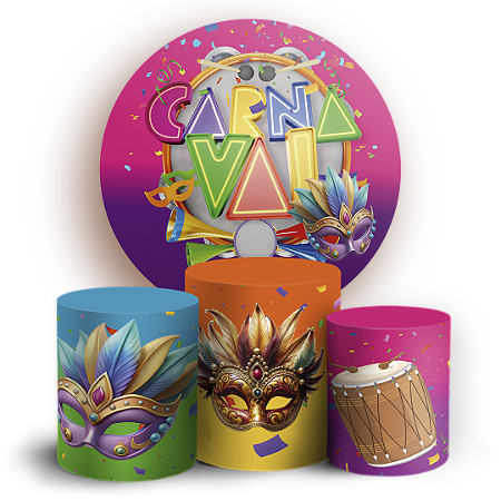 Capas Painel Redondo e Trio Cilindro Sublimado - Carnaval