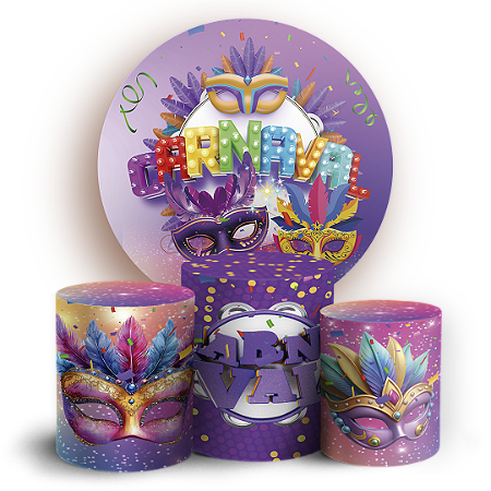 Capas Painel Redondo e Trio Cilindro Sublimado - Carnaval