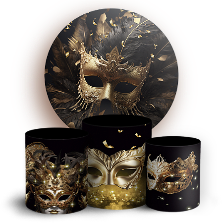 Capas Painel Redondo e Trio Cilindro Sublimado - Carnaval