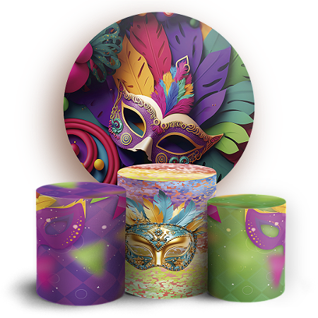 Capas Painel Redondo e Trio Cilindro Sublimado - Carnaval