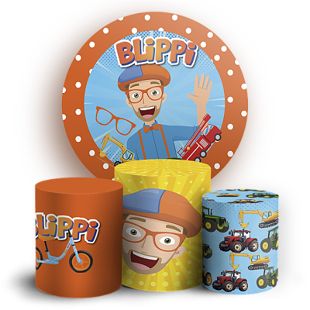 Capas Painel Redondo e Trio Cilindro Sublimado - Blippi