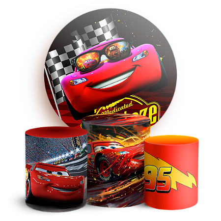 Capas Painel Redondo e Trio Cilindro Sublimado - Carros McQueen