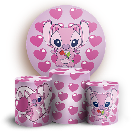 Capas Painel Redondo e Trio Cilindro Sublimado - Lilo Stitch Angel