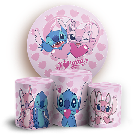 Capas Painel Redondo e Trio Cilindro Sublimado - Lilo Stitch Angel