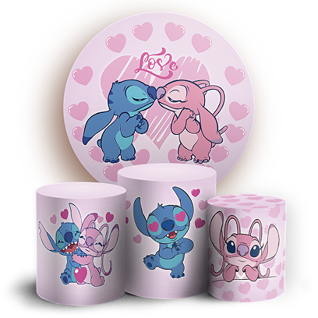 Capas Painel Redondo e Trio Cilindro Sublimado - Lilo Stitch Angel