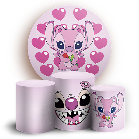 Capas Painel Redondo e Trio Cilindro Sublimado - Lilo Stitch Angel