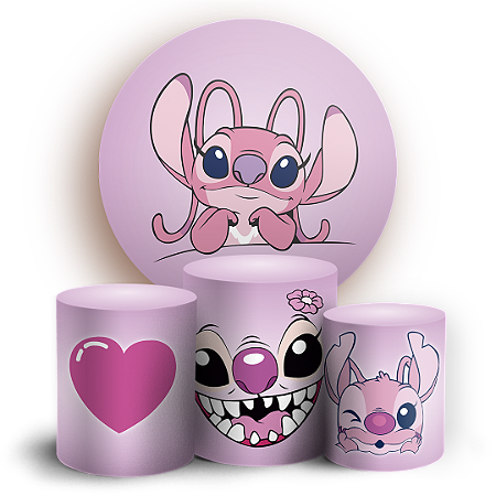 Capas Painel Redondo e Trio Cilindro Sublimado - Lilo Stitch Angel