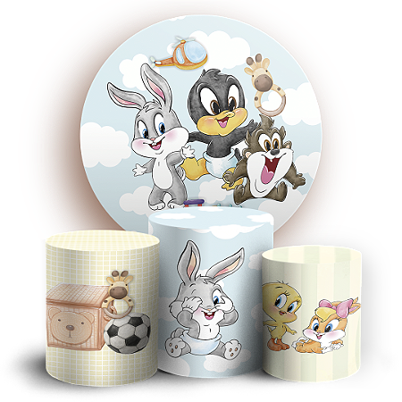 Capas Painel Redondo e Trio Cilindro Sublimado - Looney Tunes