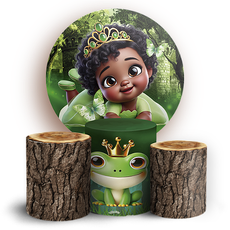 Capas Painel Redondo e Trio Cilindro Sublimado - Princesa Tiana