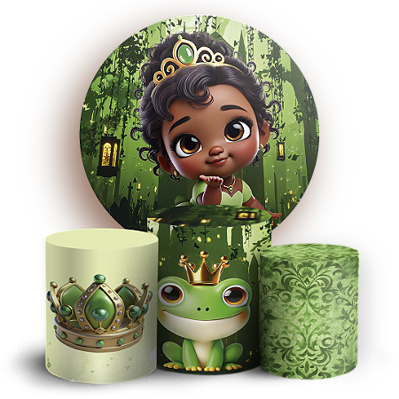 Capas Painel Redondo e Trio Cilindro Sublimado - Princesa Tiana