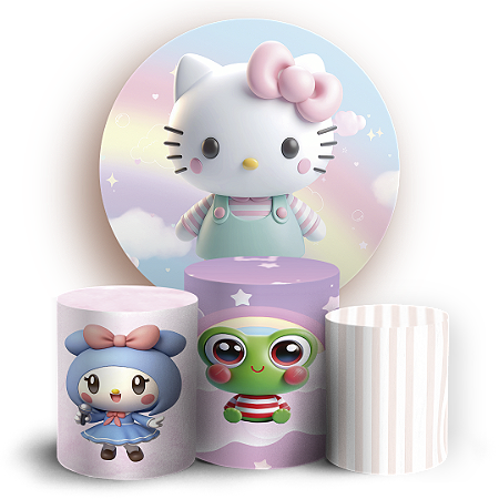Capas Painel Redondo e Trio Cilindro Sublimado - Hello Kitty