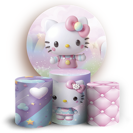 Capas Painel Redondo e Trio Cilindro Sublimado - Hello Kitty